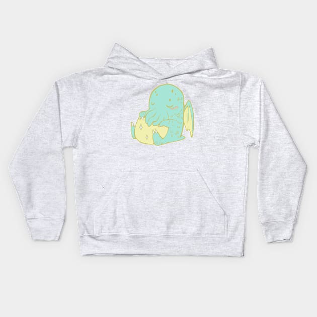 Baby Cthulhu Lies Dreaming Kids Hoodie by Khelekmir